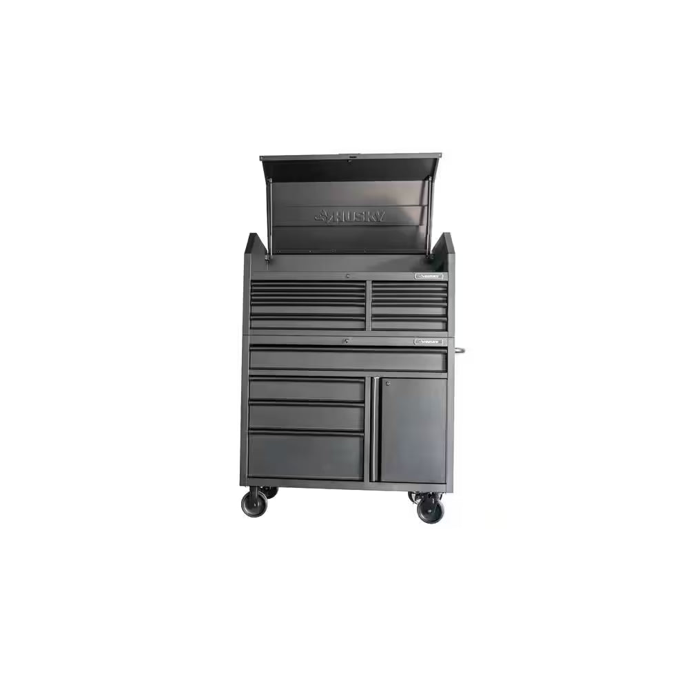 HD 46 In. Wide 24.5 In. Deep 12-Drawer Tool Chest and Rolling Cab Set, Matte Black