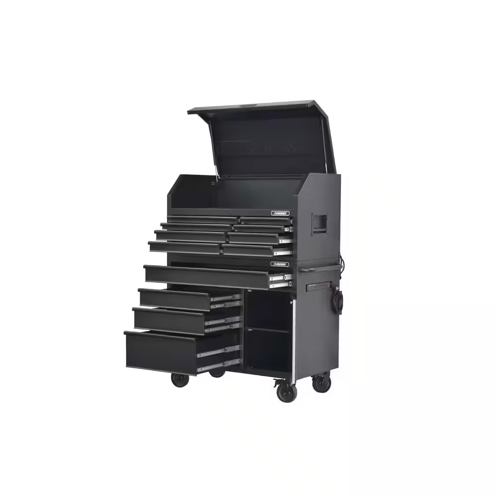 HD 46 In. Wide 24.5 In. Deep 12-Drawer Tool Chest and Rolling Cab Set, Matte Black