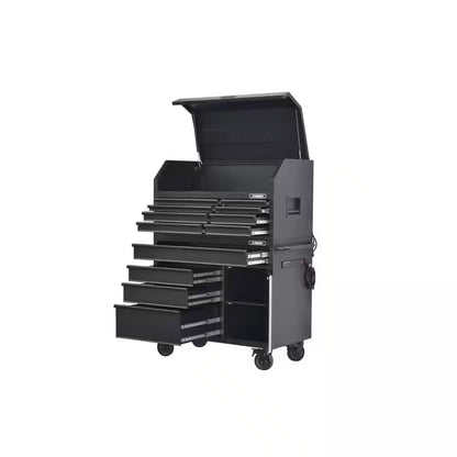 HD 46 In. Wide 24.5 In. Deep 12-Drawer Tool Chest and Rolling Cab Set, Matte Black