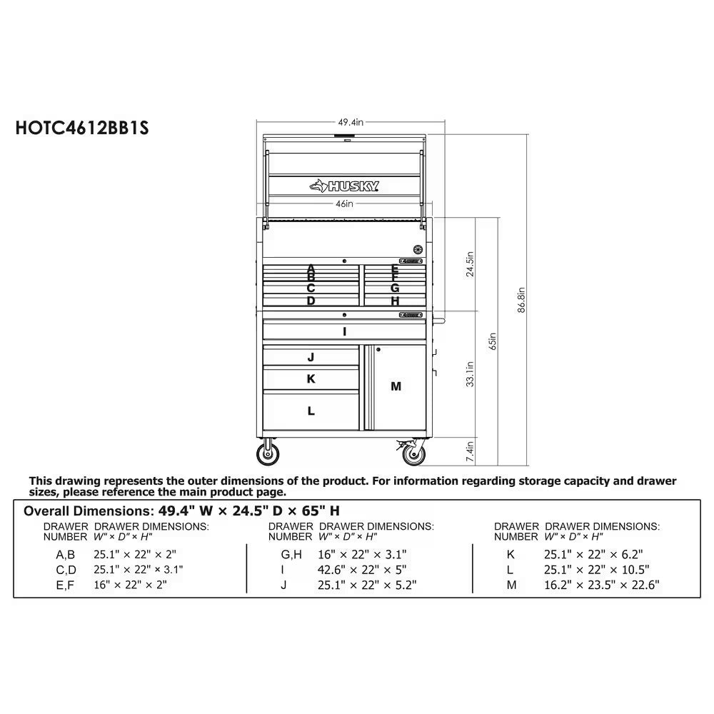 HD 46 In. Wide 24.5 In. Deep 12-Drawer Tool Chest and Rolling Cab Set, Matte Black
