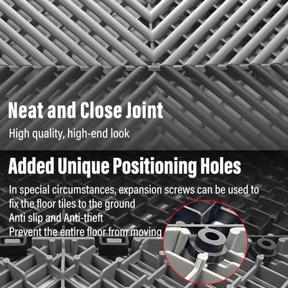 Interlocking Garage Floor Tiles, Rigid Drainage, 16"X16" 24 Pack Red