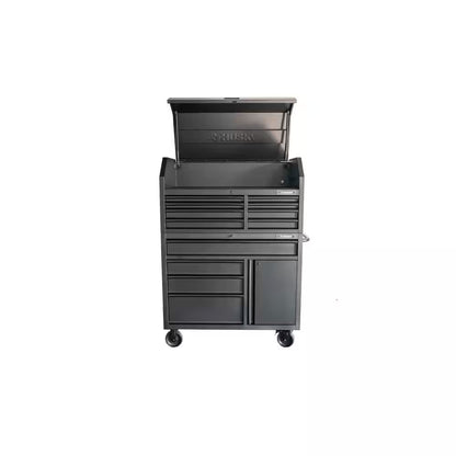 HD 46 In. Wide 24.5 In. Deep 12-Drawer Tool Chest and Rolling Cab Set, Matte Black