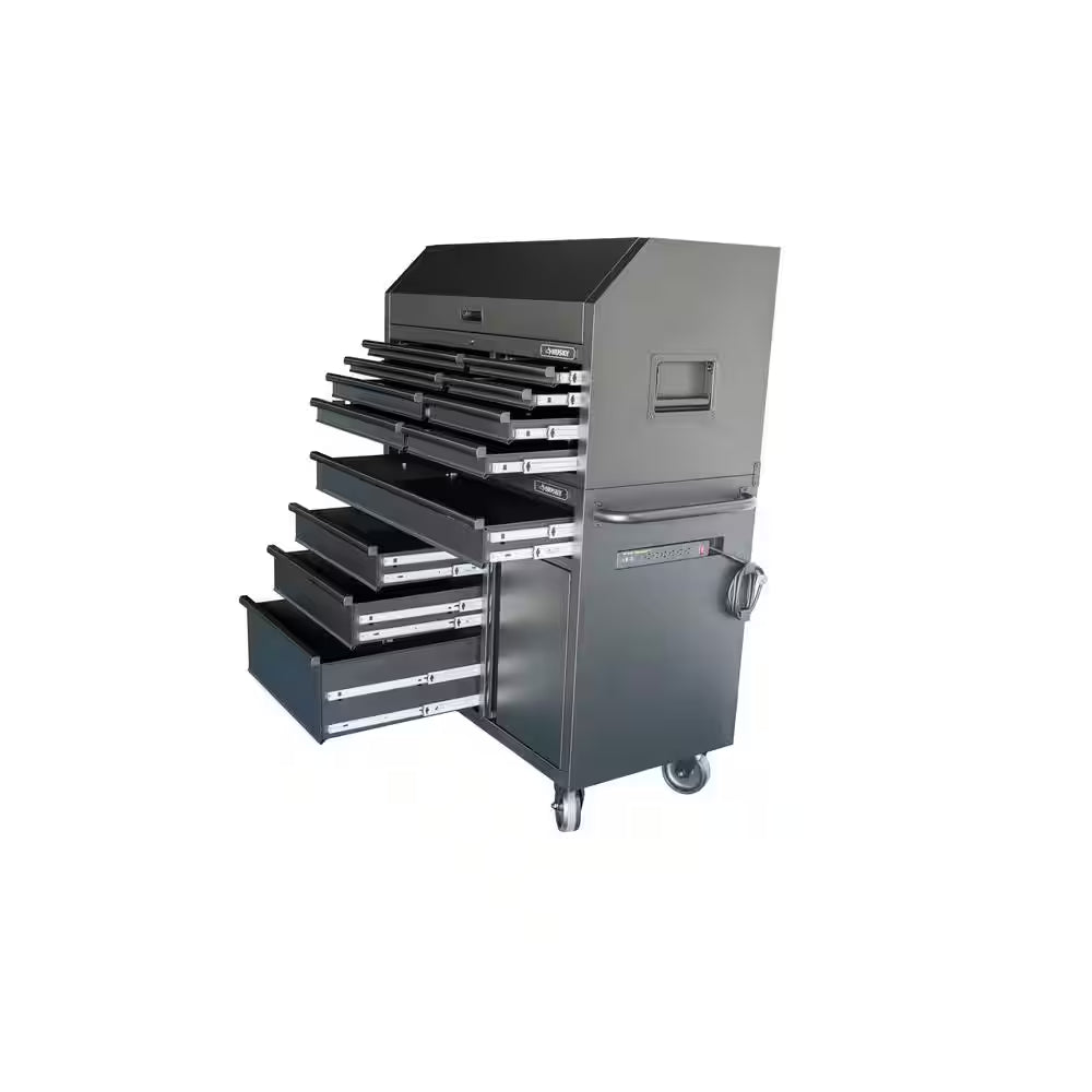 HD 46 In. Wide 24.5 In. Deep 12-Drawer Tool Chest and Rolling Cab Set, Matte Black