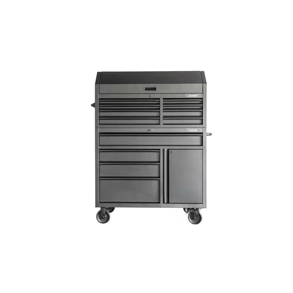 HD 46 In. Wide 24.5 In. Deep 12-Drawer Tool Chest and Rolling Cab Set, Matte Black